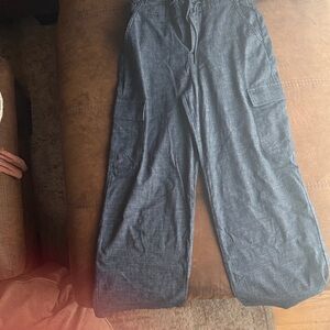 Women's Evereve Casual Wide-Leg Cargo Pants in Denim Blue